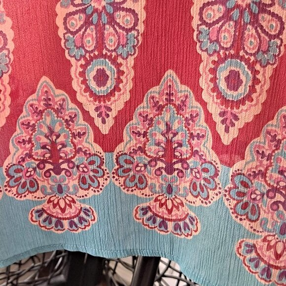 Lane Bryant Size 18/20 Sheer Tunic Top Dark Pink/Blue Sequin Embellishment - Picture 7 of 10